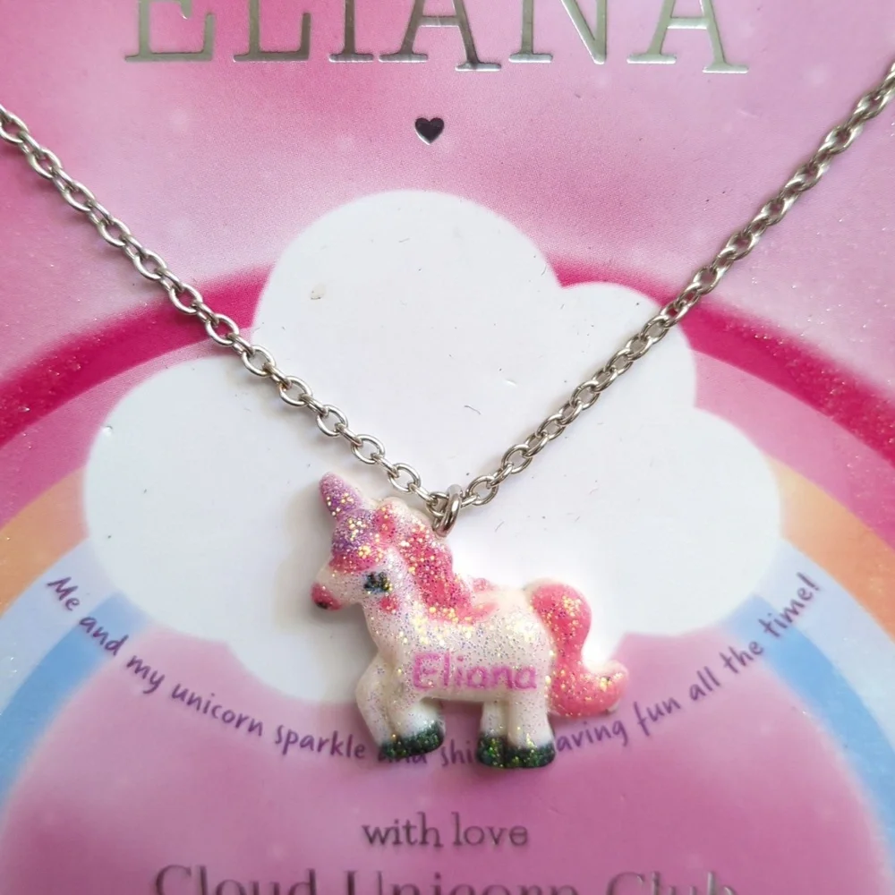 🌟3/$20 Cloud Unicorn Club Personalized Necklace "Eliana" by Mulberry Studios - Picture 2 of 3